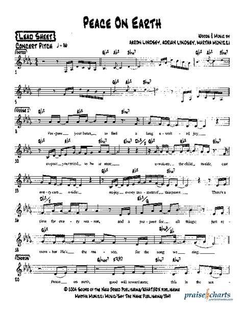 Peace On Earth Sheet Music Pdf Martha Munizzi Praisecharts