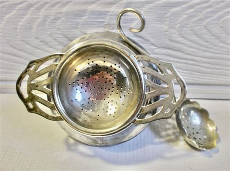 Antique English Silver Tea Strainer Spoon And Tea Bag Holder Etsy Uk