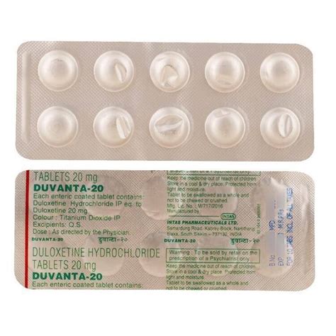 Duvanta Duloxetine Mg Tablet Intas Pharmaceuticals Ltd Per