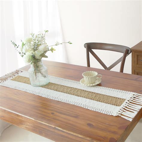 Inrarely 14 X 48 Inches Farmhouse Table Runners 48 Inch Long Boho Hemstitched Table