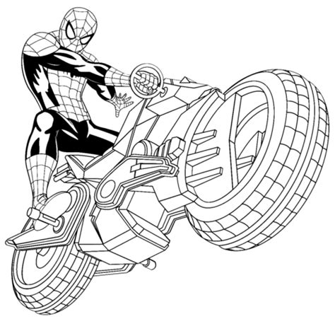 Spiderman Motorcycle Coloring Page Turkau