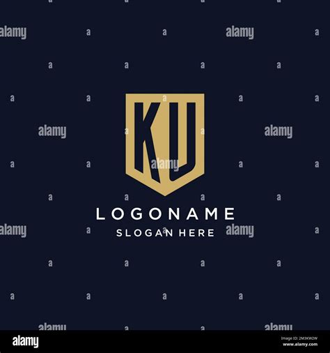 Ku Monogram Initials Logo Design With Shield Icon Template Stock Vector