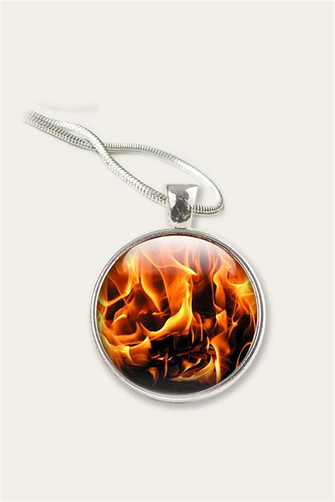 Fire Necklace Fire Flame Pendant Necklace Flames Hot Etsy