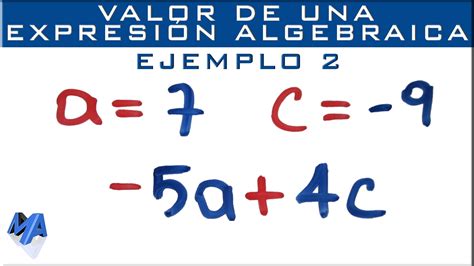 Valor numérico de expresiones algebraicas Ejemplo 2 YouTube