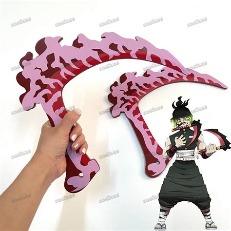 Demon Slayer Gyutaro Shabana Cosplay Wig Weapons Tattoo Stickers Daki