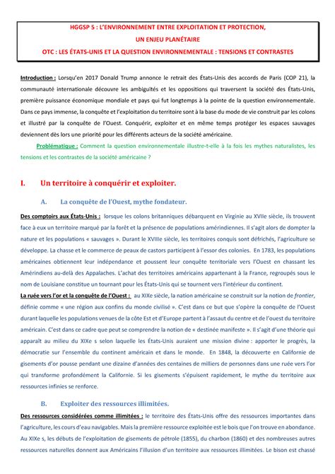 Otc Les Etats Unis Et La Question Environnementale Hggsp