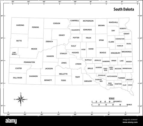 South Dakota State Outline Administrative And Political Map In Black