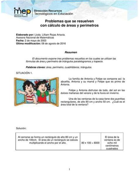 Problemas Que Se Resuelven Con C Lculo De Reas Y Per Metros Para