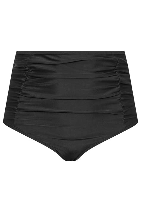 Yours Plus Size Black Ruched Super High Waisted Tummy Control Bikini Briefs Yours Clothing