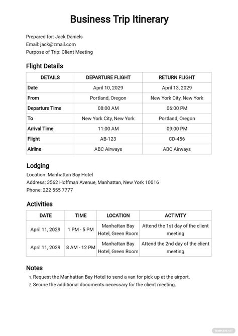 50 Itinerary Samples Format And Examples 2023