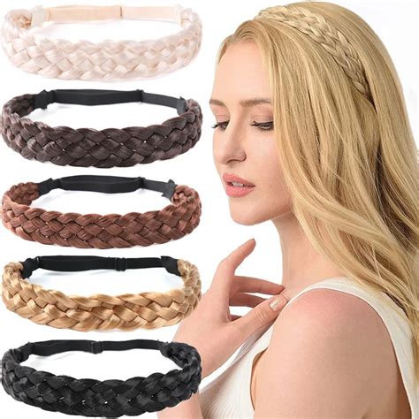 Lady Hairband Fashion Headband Synthetic Plait Elastic Headband Braided