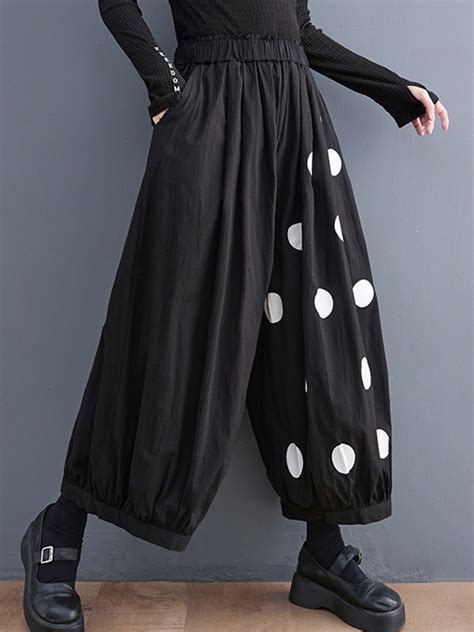 Original Creation Loose Wide Leg Polka Dot Casual Pants Bottoms