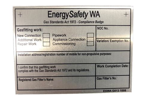 Gas Compliance Plate Gas Products All Categories Plumbing Wholesaler