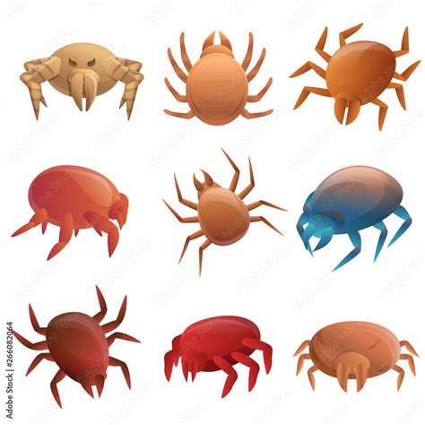 Mite Icons Set Cartoon Set Of Mite Vector Icons For Web Design Stock