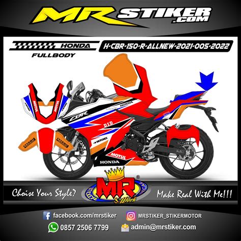 Stiker Motor Decal Honda CBR 150 R AllNew 2021 FullBody Orange Red HRC