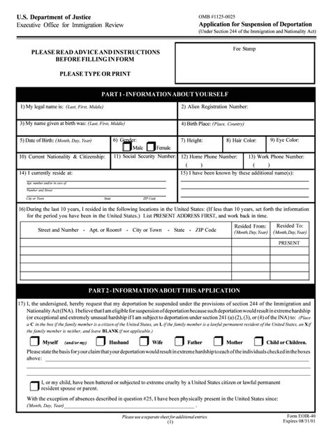 Application For Asylum And For Withholding Of Removal I Form Fill Out