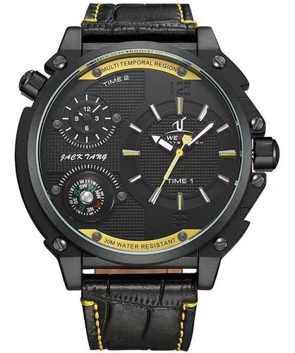 Reloj analógico Weide UV1507b para hombre negro y amarillo MercadoLibre