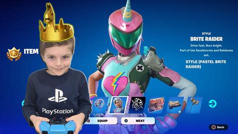 Unlocking New Fortnite Battle Pass Skin Brite Raider Pastel Gold Crown Victory Royale Wins