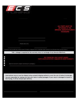 Ecs Tuning Return Policy Fill Online Printable Fillable Blank