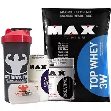 Top Whey 1800g Morango Creatina Bcaa Porta Caps Coq Max Parcelamento