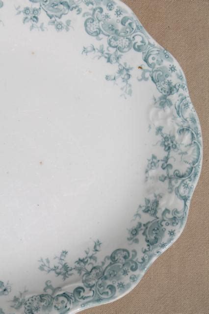 Old Antique Stafforshire China Platter Tray Robins Egg Blue Transferware