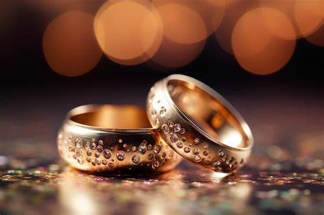 Premium Ai Image A Pair Of Gold Wedding Rings With The Word Love On