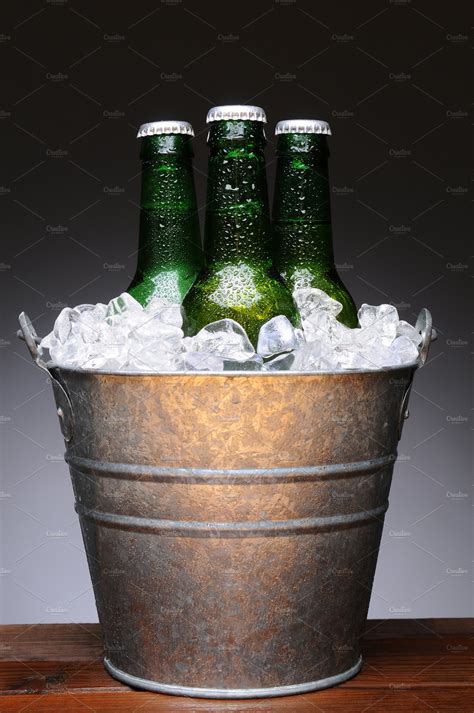 Bucket Of Beer On Wood Containing Beer Bottle And Ale Food Images