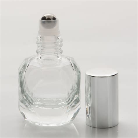 BulkPerfumeBottles 1 4 Oz 7 5ml Round Octogen Shaped Clear Glass