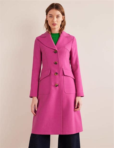 Fitted Wool Blend Maxi Coat Pink Boden EU