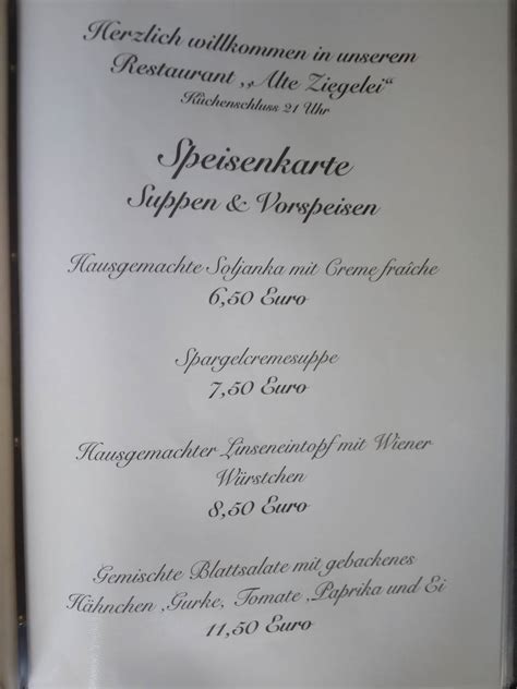 Speisekarte Von Marina Restaurant Alte Ziegelei Sundhagen