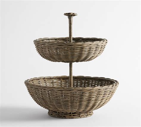 Handwoven Wicker Tiered Stand Pottery Barn