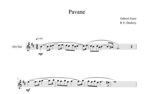 Pavane Alto Sax Solo Arr B C Dockery By Gabriel Faure Sheet