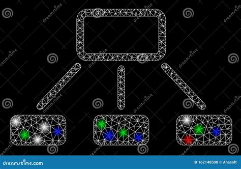 Bright Mesh Network Hierarchy With Flare Spots Stock Illustration