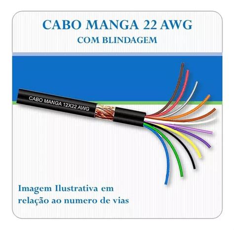 Cabo Manga Vias X Awg Preto Metros Blindagem Frete Gr Tis