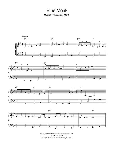 Blue Monk Beginner Piano Print Sheet Music Now