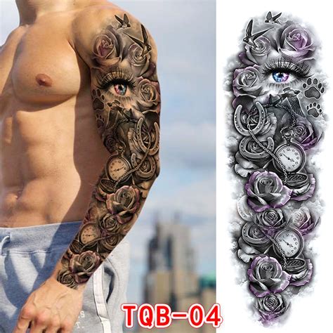 Hxoliqit Men Arm Tattoo Temporary Tattoos Sticker Fake Tatoo Hot 3D Art ...