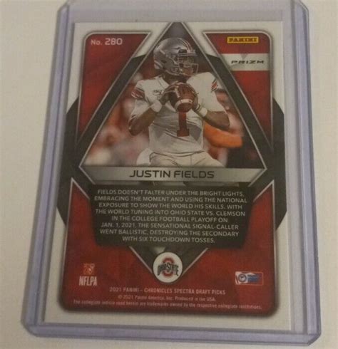 2021 Chronicles Spectra Draft Picks Justin Fields Silver Prizm Rc Bears