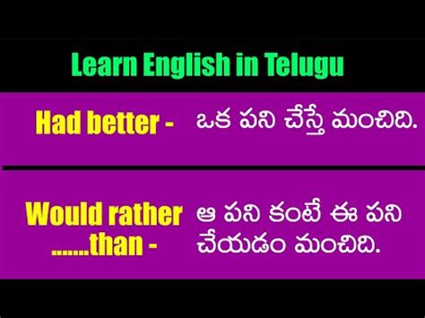 Had Better Would Rather Than Learn English Sai Spoken English