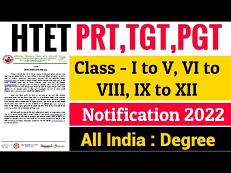 Haryana Htet Prt Tgt Pgt Vacancy Notification Haryana Htet Prt