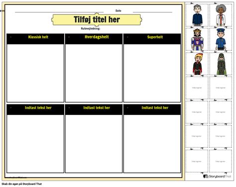 Klip Og Inds T Typer Af Helte Arbejdsark Storyboard