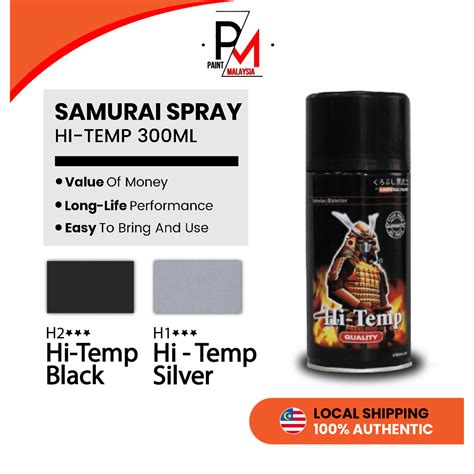 Samurai Spray Hi Temp Black Silver H H Spray Exhaust Spray Tahan