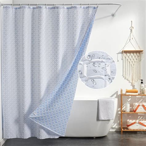 Czl Bathroom Blue Shower Curtain Set With 12 Hooks Modern