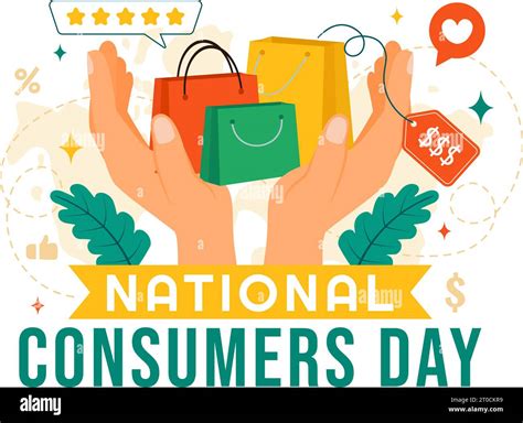 National Consumer Day Vector Illustration With Shopping Cart And Paper