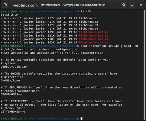 Compresi N De Ficheros Bzip Gzip Xz Y Zip En Gnu Linux Weblinus