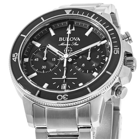 Bulova Marine Star Black Chronograph Dial Stainless Steel Men S Watch