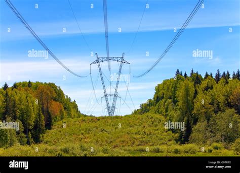 High Voltage Line Of Electricity Transmissions On Stock Photo Alamy