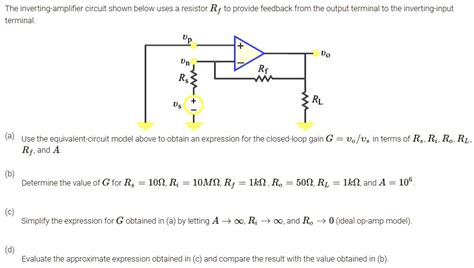 Solved The Inverting Amplifier Circuit Shown Below Uses A Resistor R