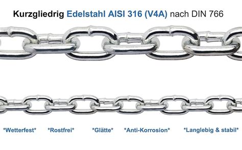 Constrabo Edelstahlkette kurzgliedrig DIN 766 5 0 m Ø 2 mm