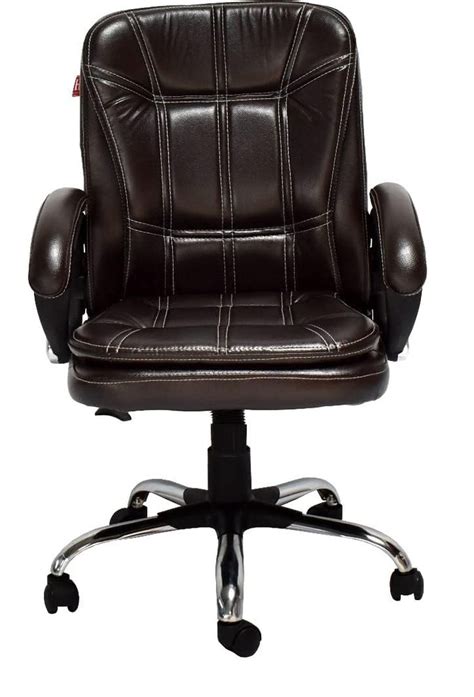 Seatos Dark Brown Milford Mid Back Revolving Leather Office Chair At Rs