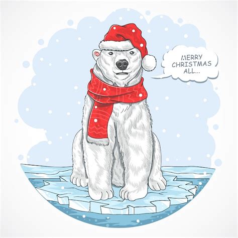 Premium Vector Christmas Polar Bear Santa Claus